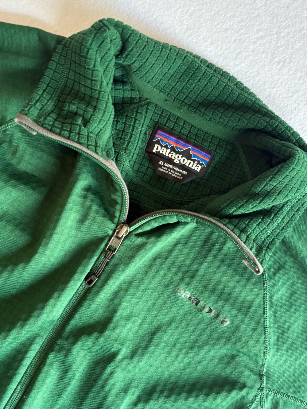 Patagonia Men's XL R1 Full-Zip Jacket Hunter Green Polartec Grid Fleece Fall2015